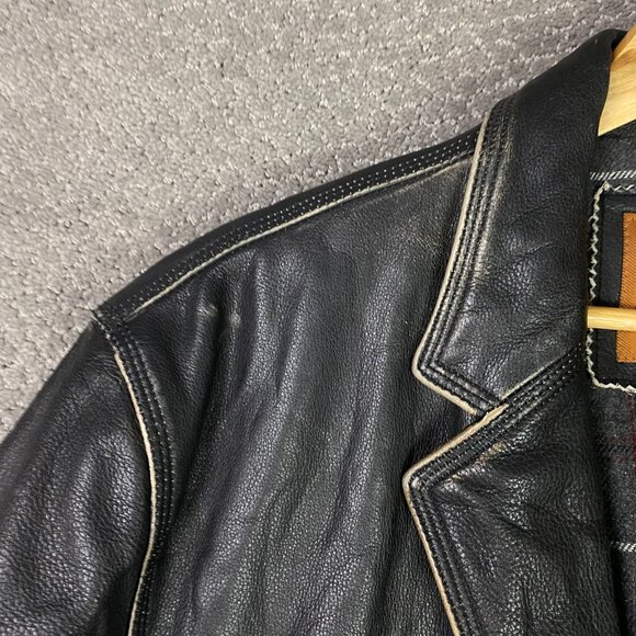 The Territory Ahead Leather Jacket Mens XLT Black Distressed Heavyweight XL Tall - Picture 3 of 16